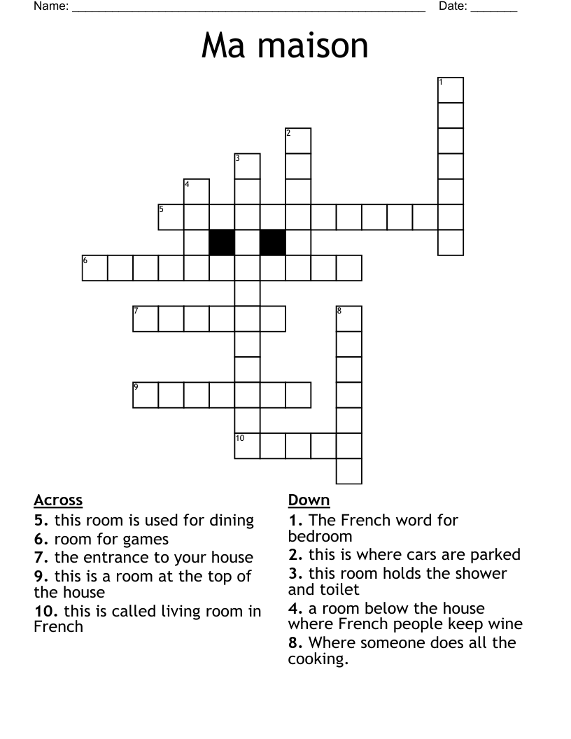 Ma maison Crossword