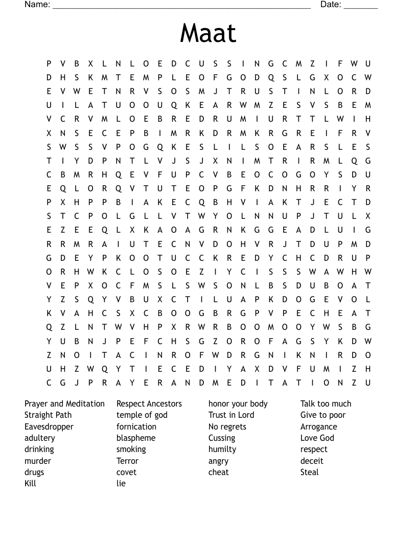 Maat Word Search