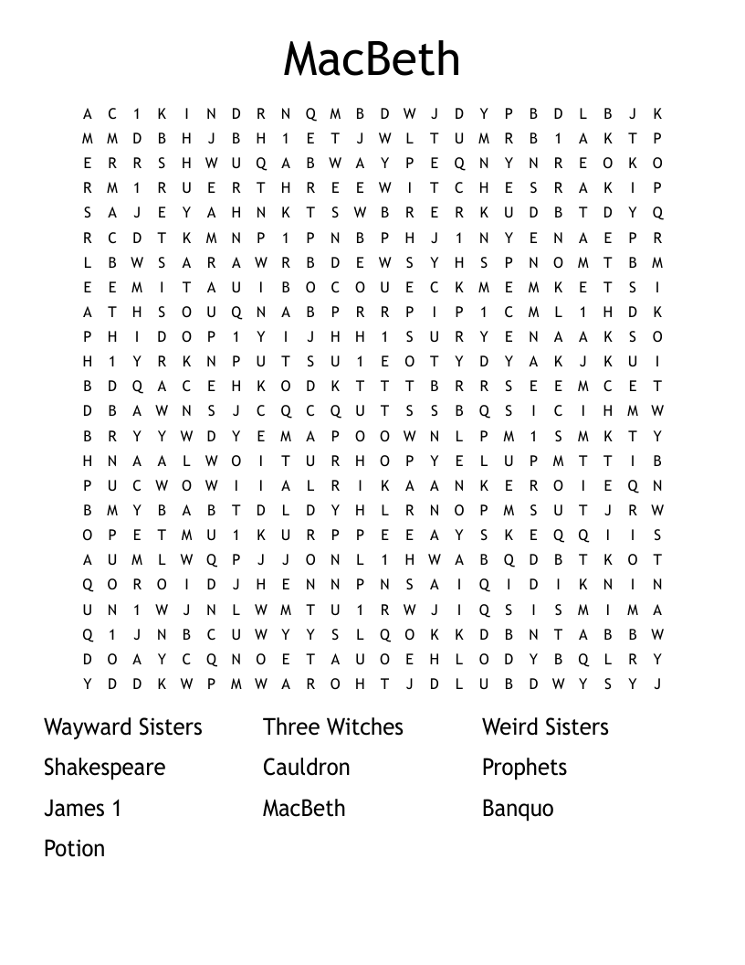 MacBeth Word Search