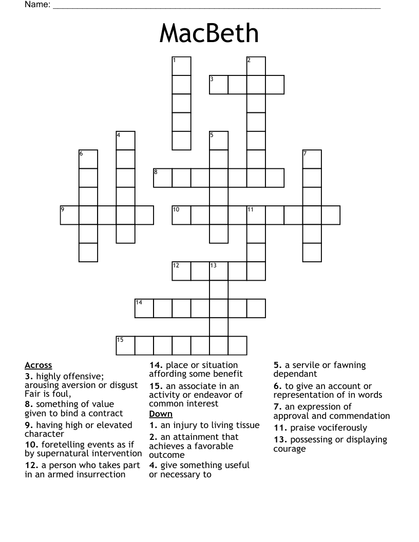 MacBeth Crossword