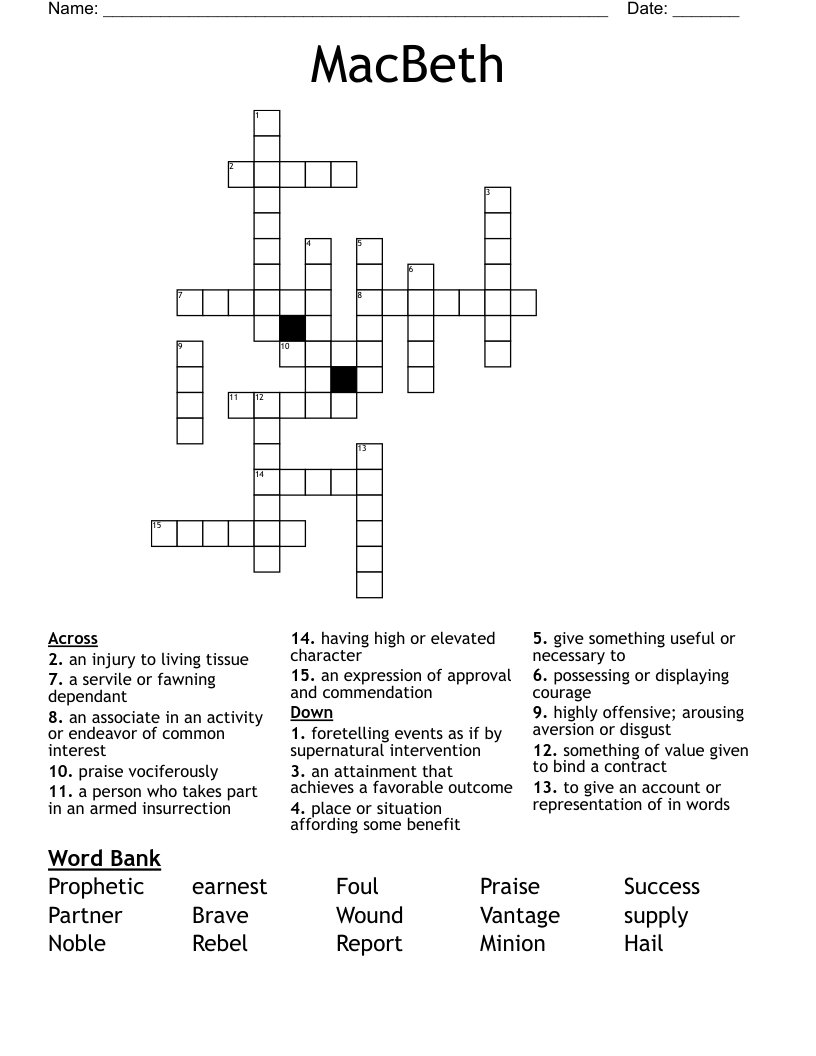 MacBeth Crossword