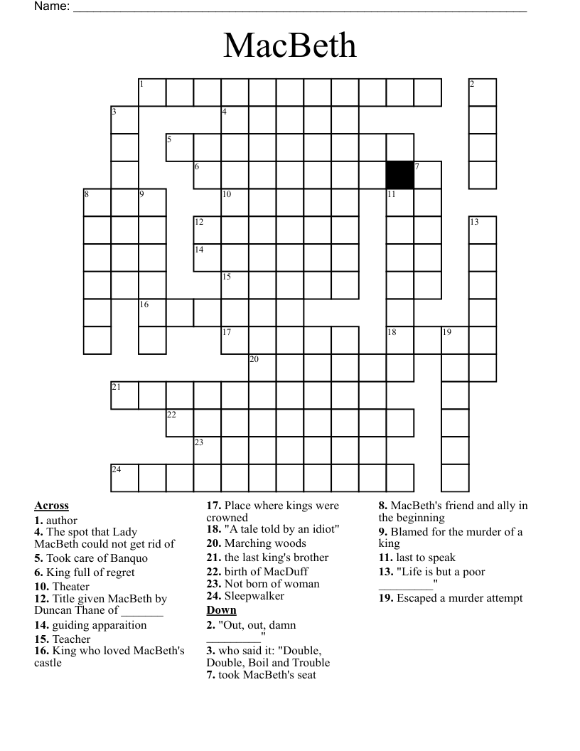 MacBeth Crossword