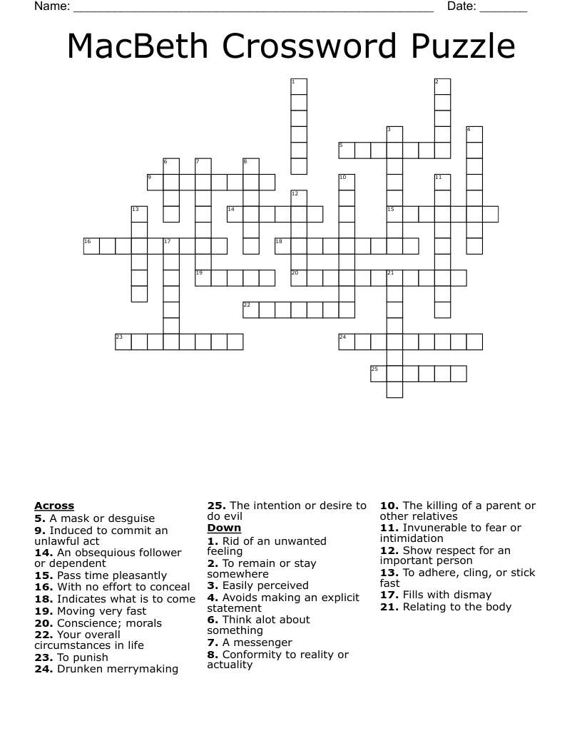 MacBeth Crossword Puzzle 