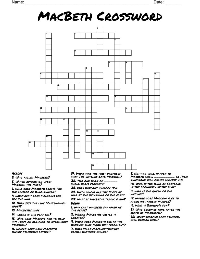 MacBeth Crossword 