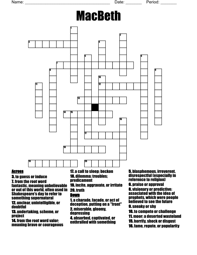 MacBeth  Crossword