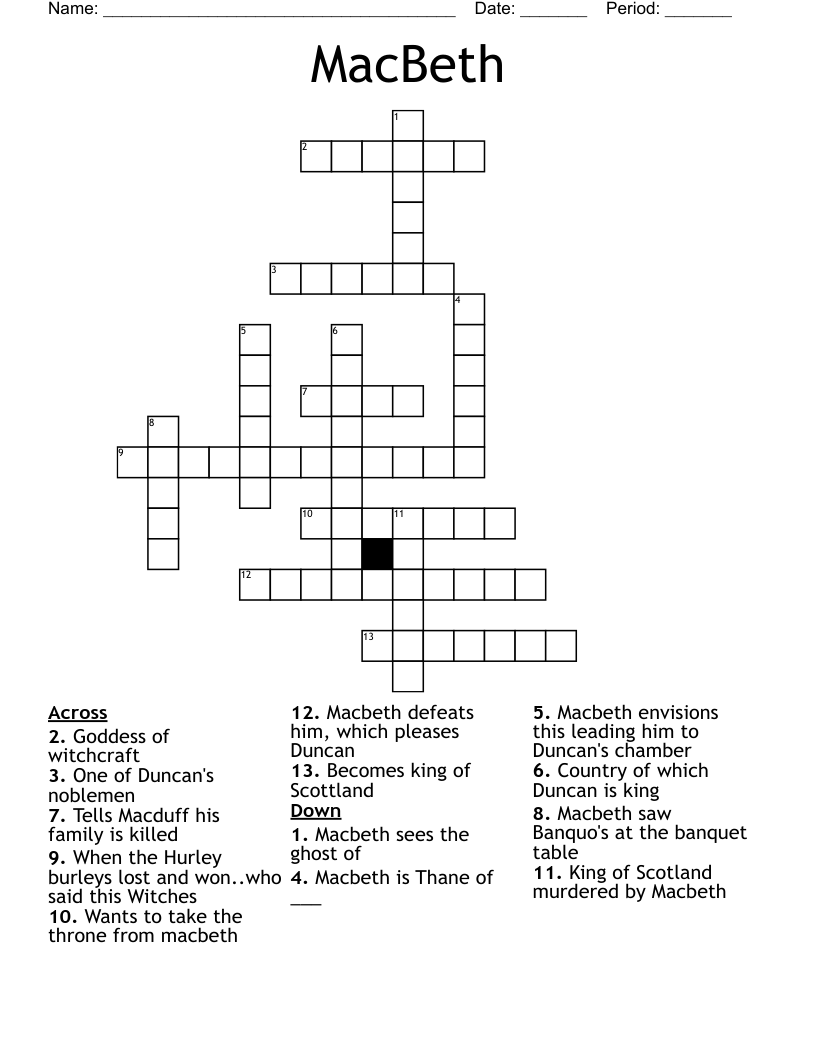 MacBeth  Crossword