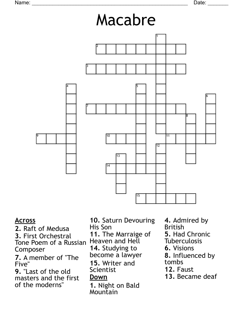 Macabre Crossword
