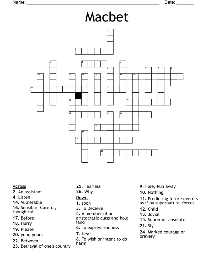 Macbet Crossword