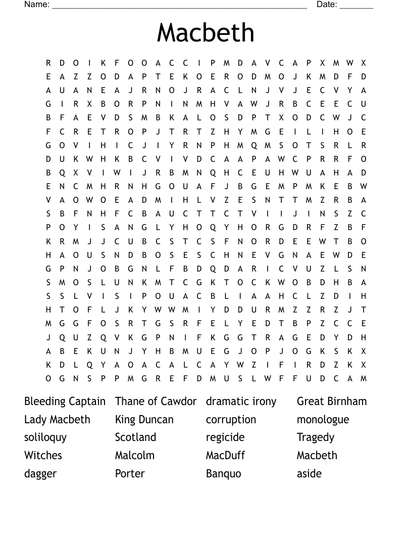 Macbeth Word Search