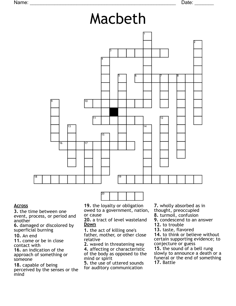 Macbeth Crossword