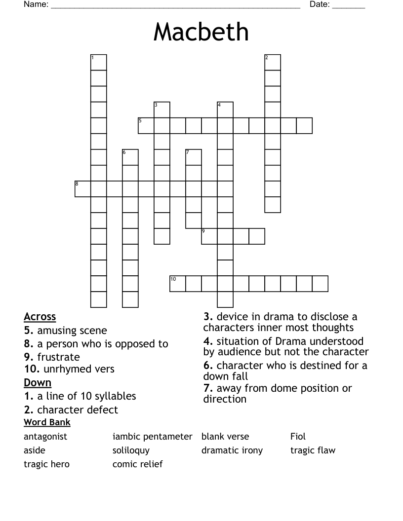 Macbeth Crossword