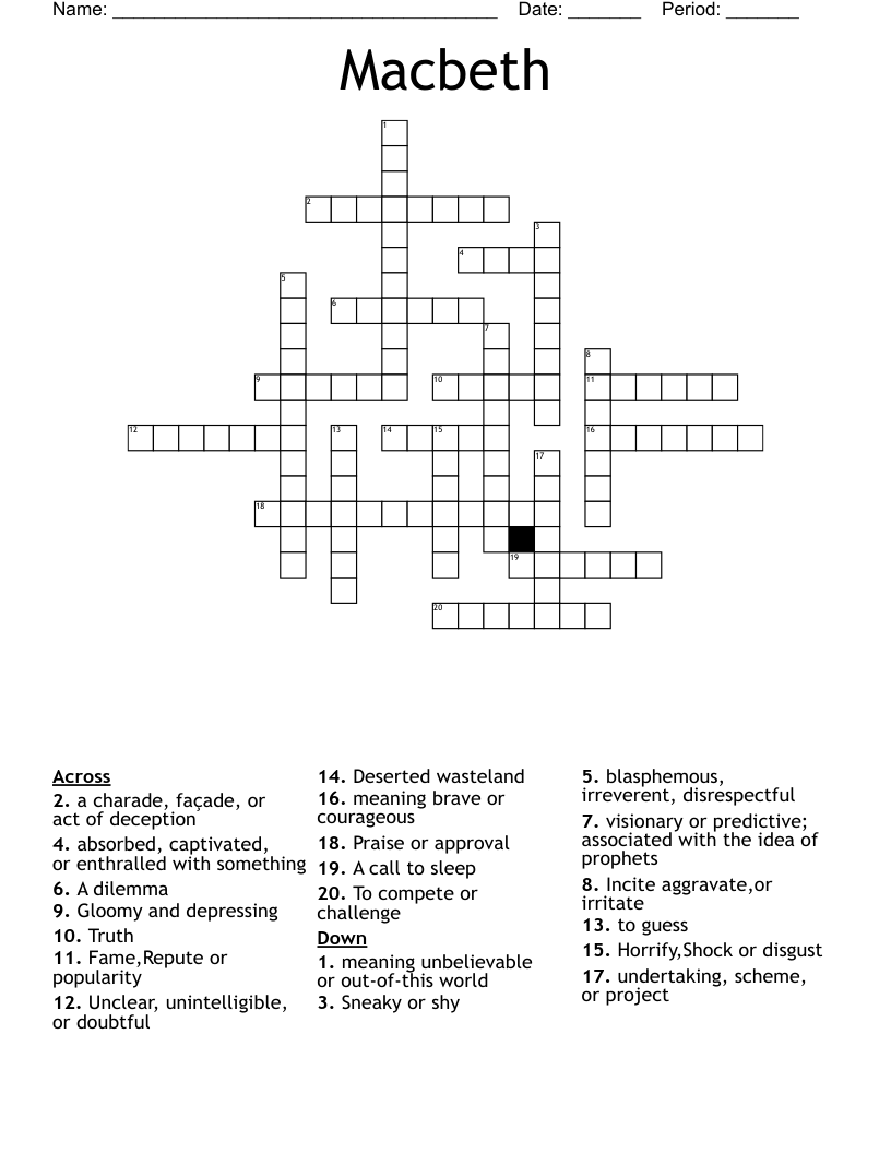 Macbeth Crossword