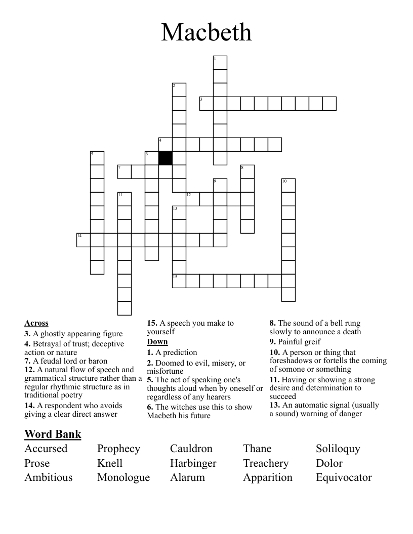 Macbeth Crossword