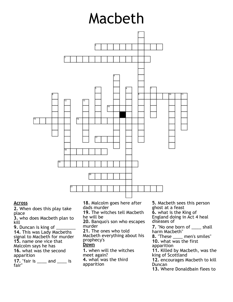 Macbeth Crossword