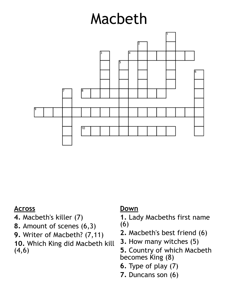 Macbeth Crossword