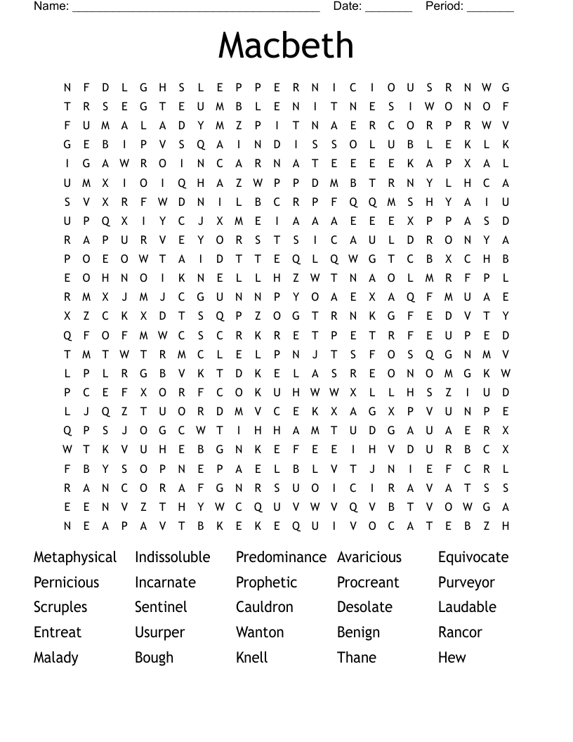 Macbeth Word Search