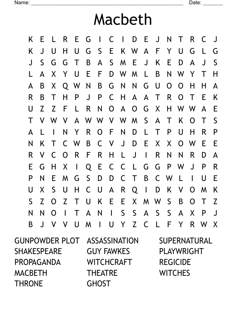 Macbeth Word Search