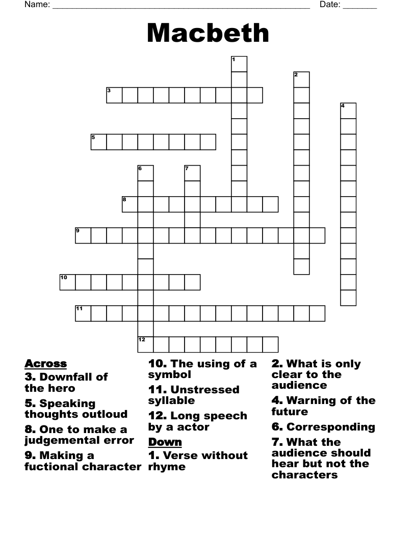 Macbeth Crossword