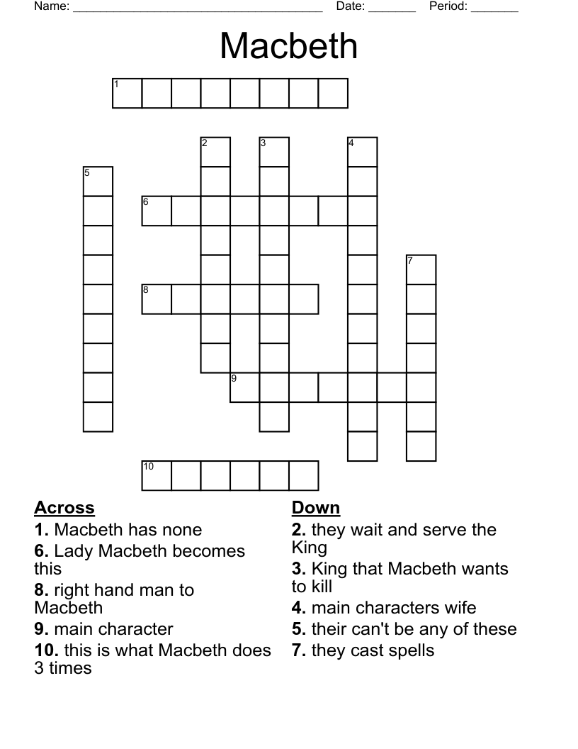 Macbeth Crossword