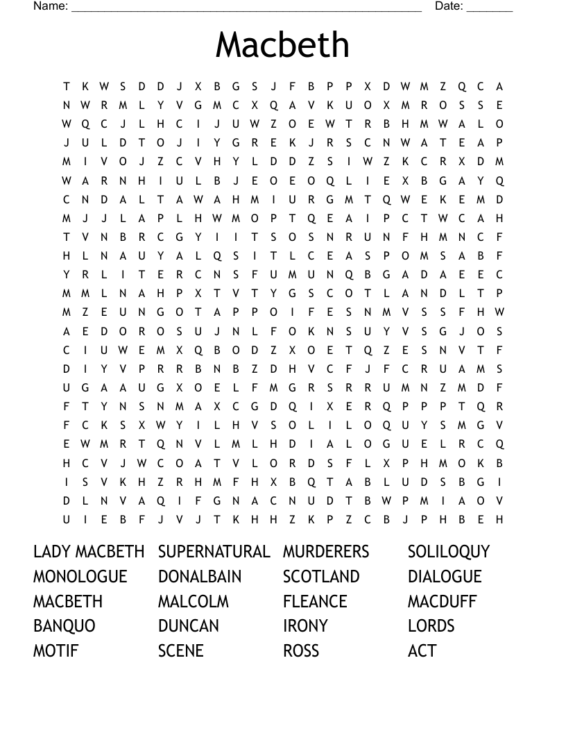 Macbeth Word Search