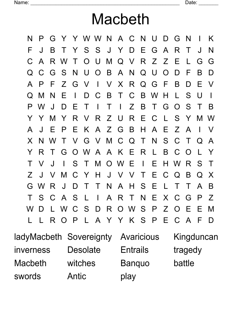 Macbeth Word Search