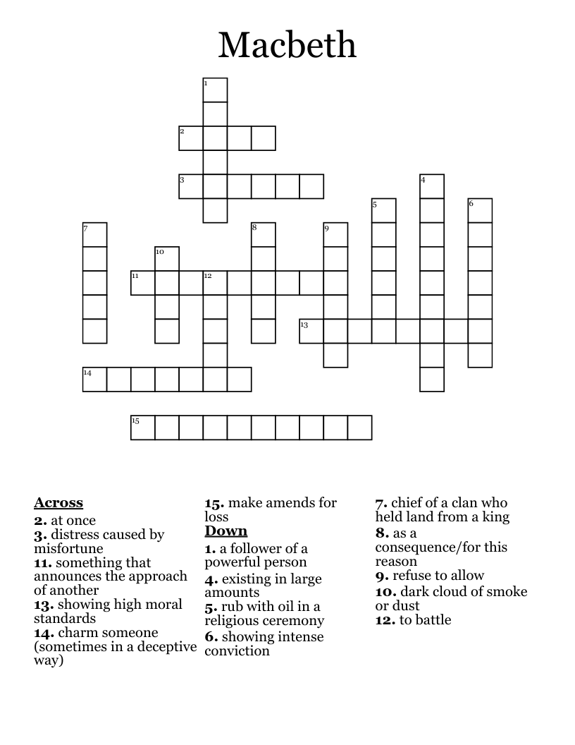Macbeth Crossword