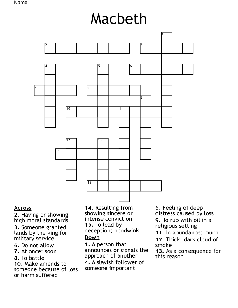 Macbeth Crossword