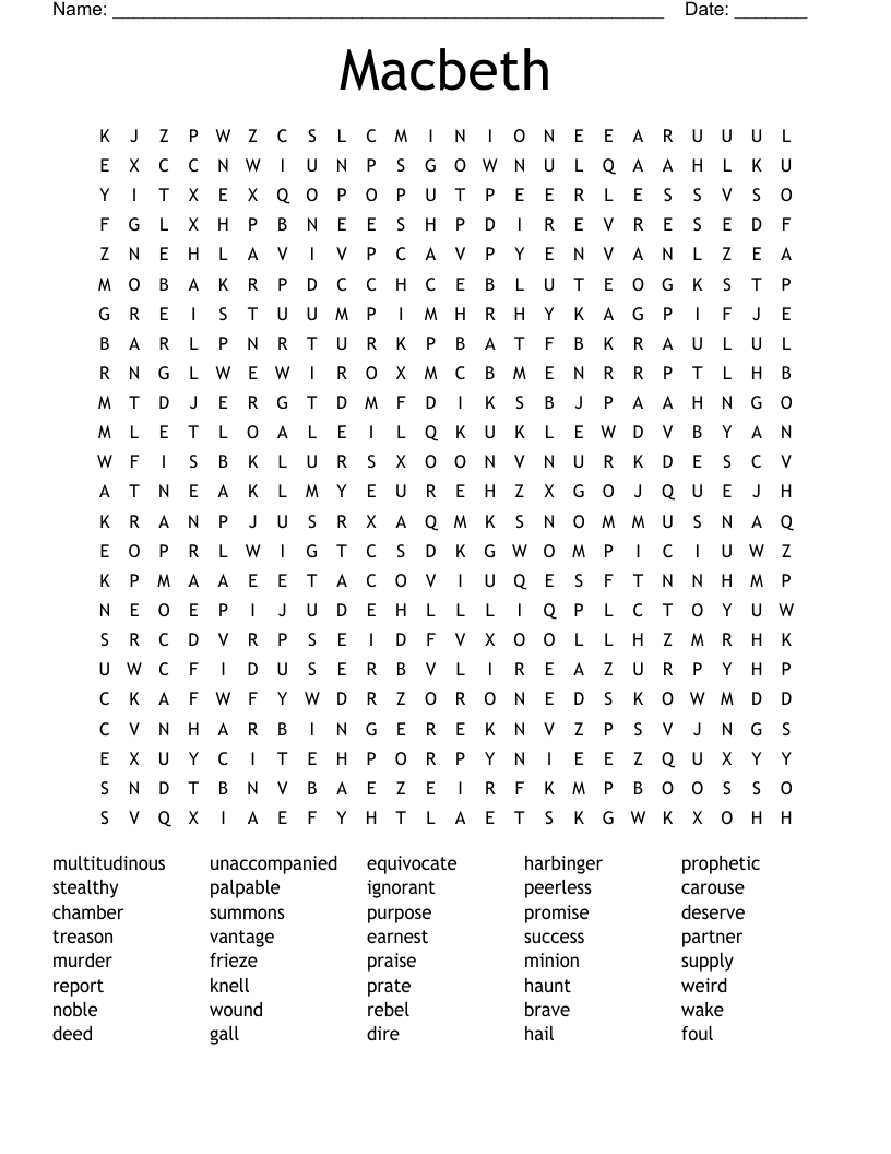 Macbeth Word Search