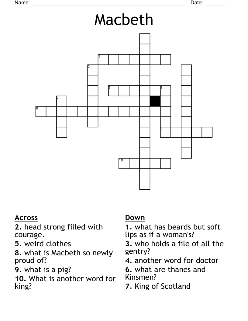 Macbeth Crossword