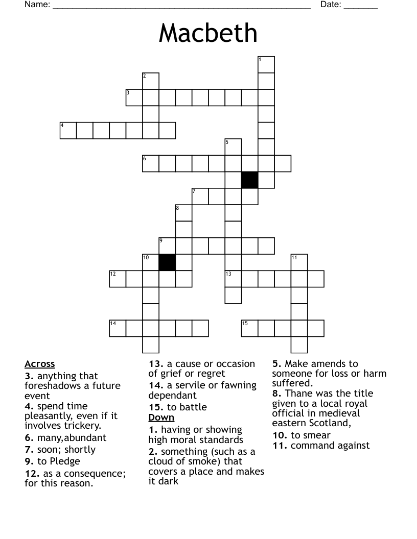 Macbeth Crossword