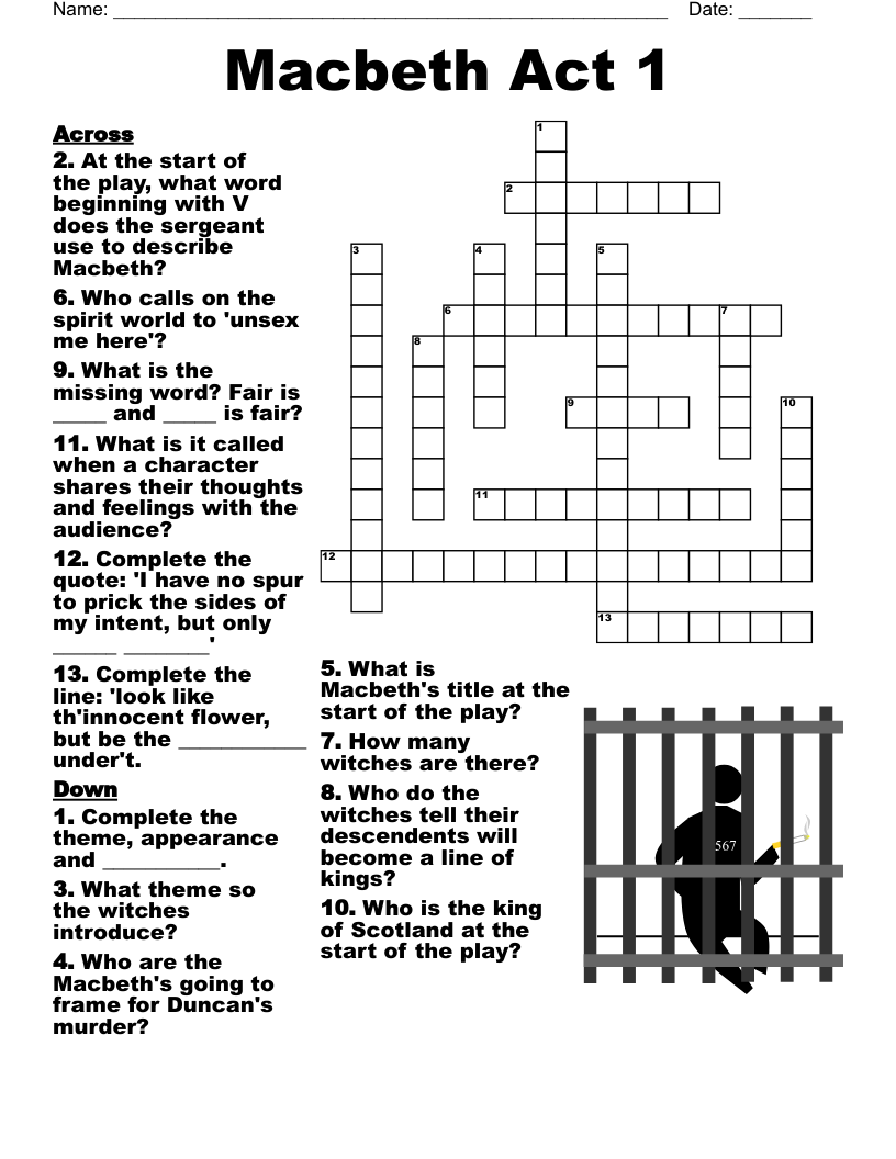 Macbeth Act 1 Crossword