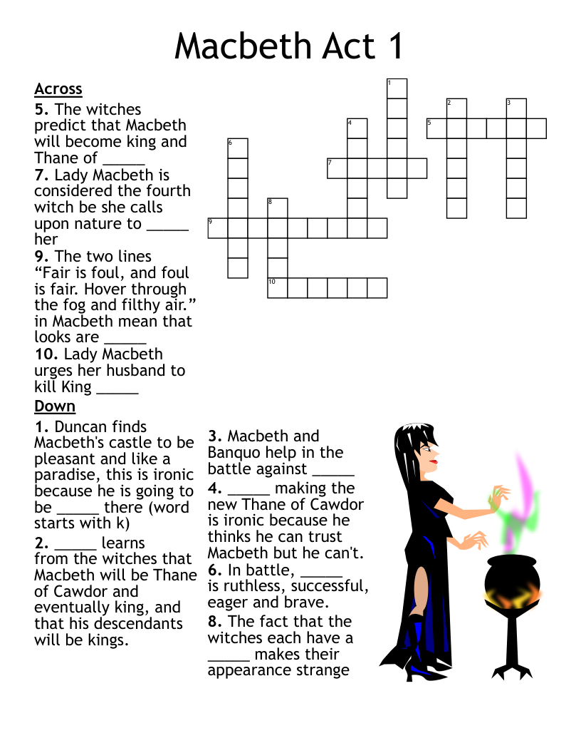 Macbeth Act 1  Crossword