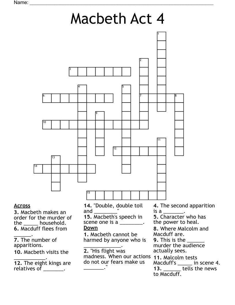 Macbeth Act 4 Crossword