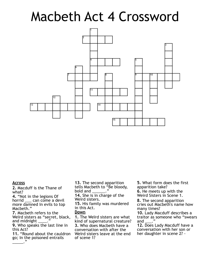 Macbeth Act 4 Crossword
