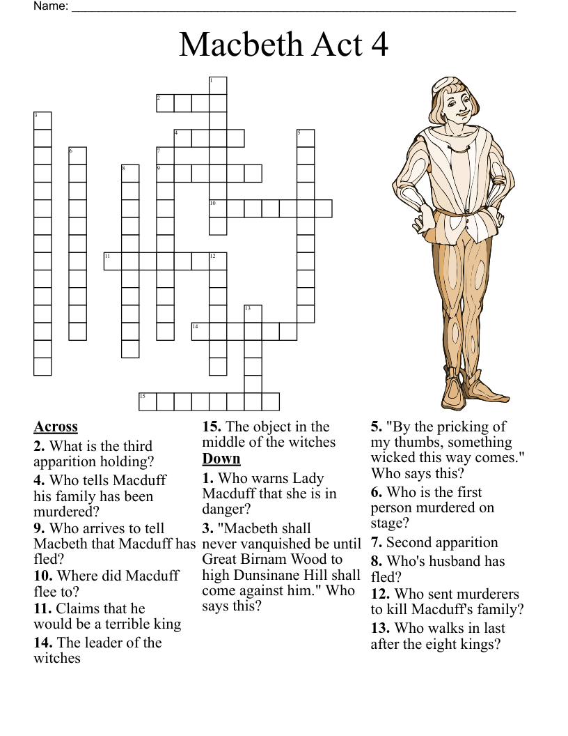 Macbeth Act 4  Crossword