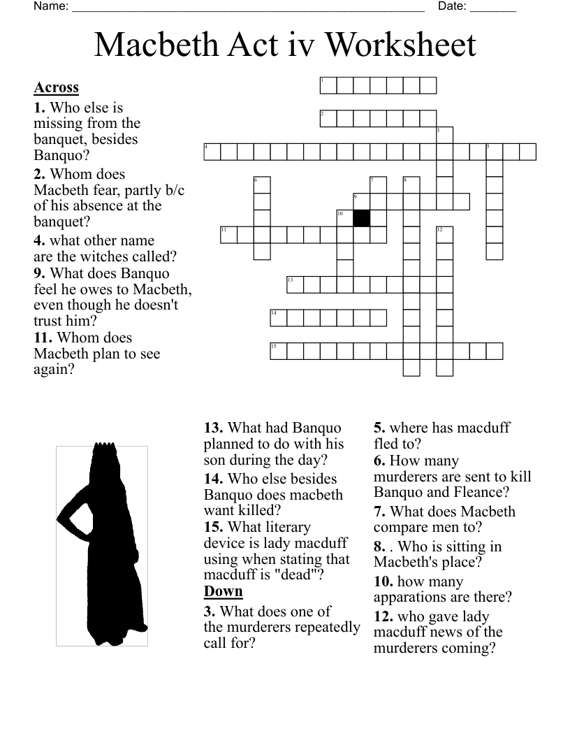 Macbeth Act iv Worksheet Crossword