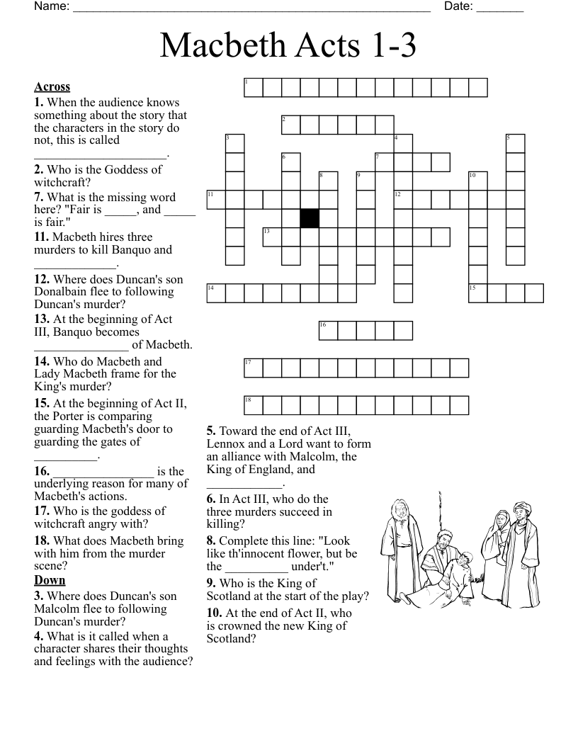 Macbeth Acts 1-3 Crossword