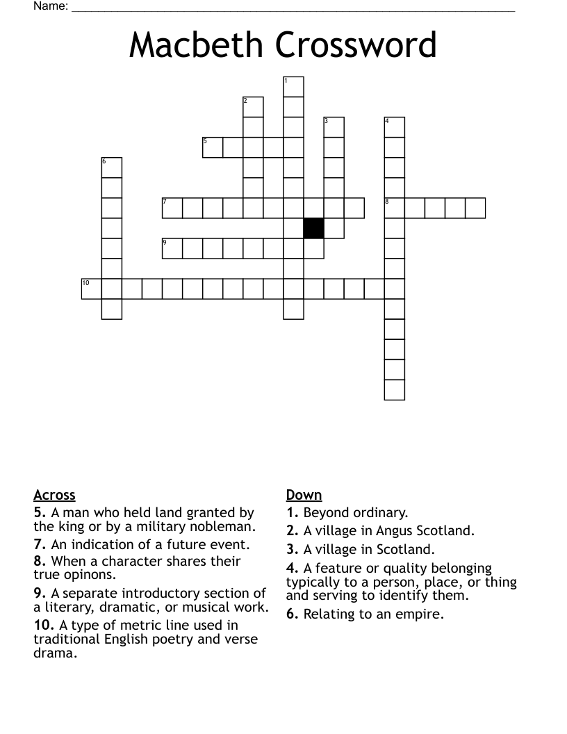 Macbeth Crossword
