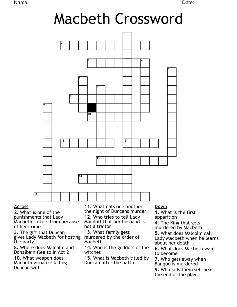 Macbeth Crossword