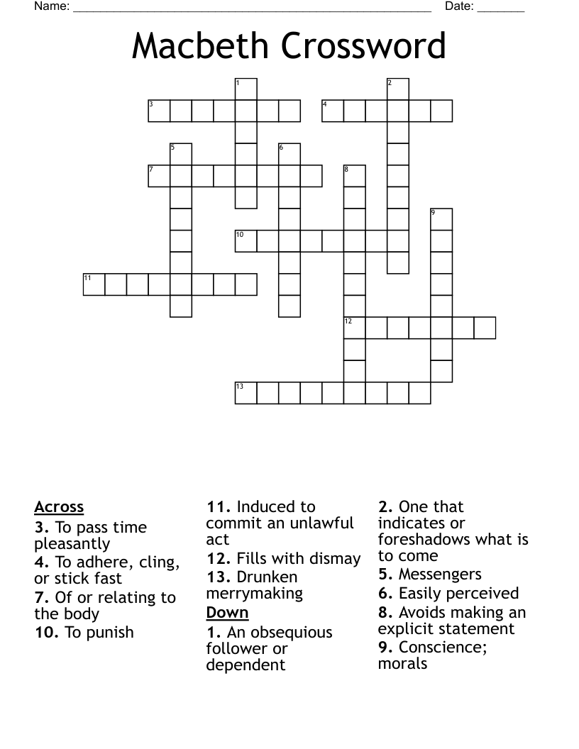 Macbeth Crossword