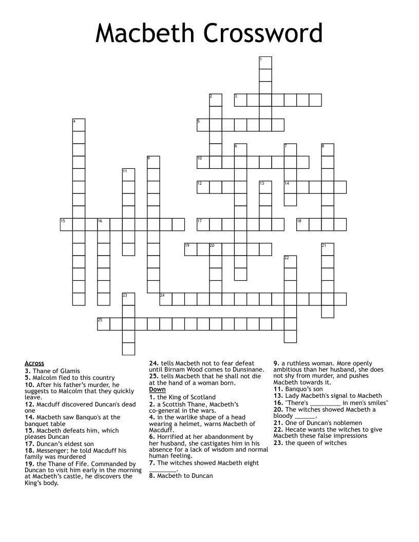 Macbeth Crossword