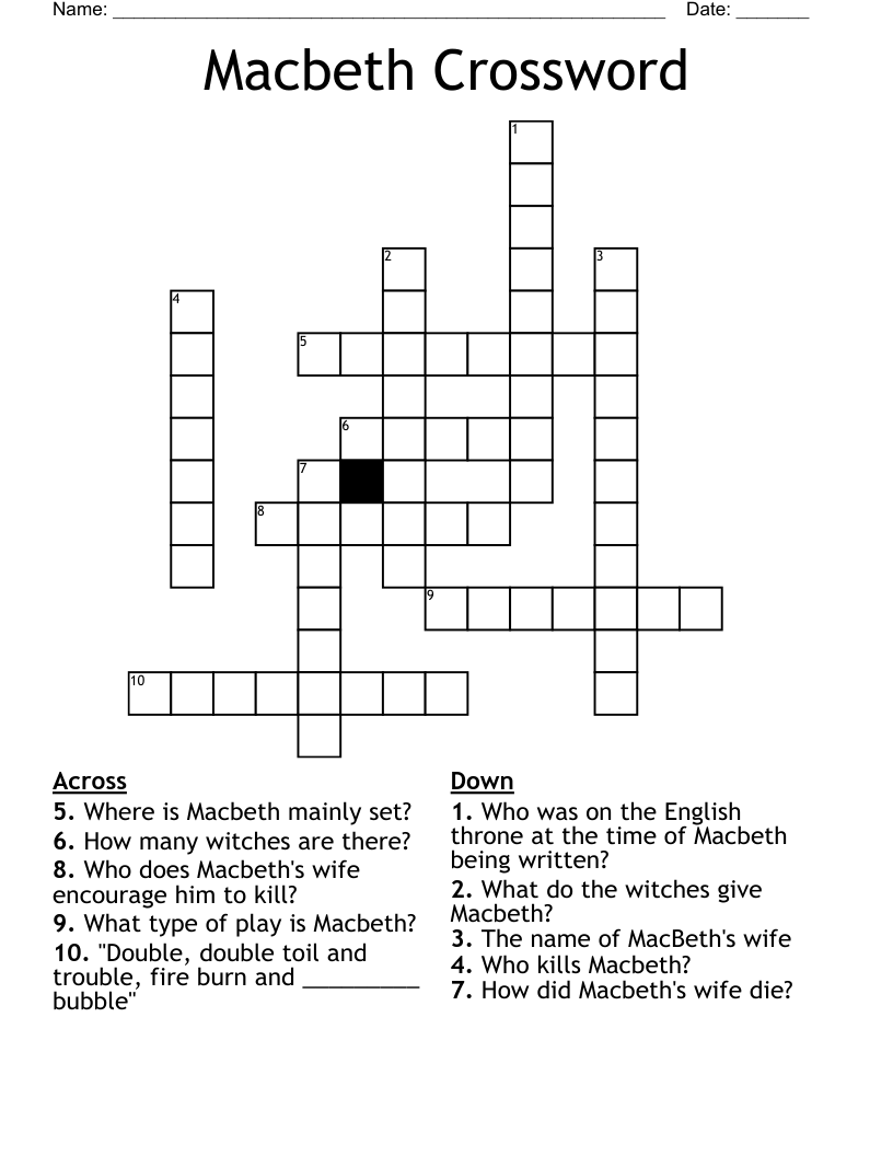 Macbeth Crossword