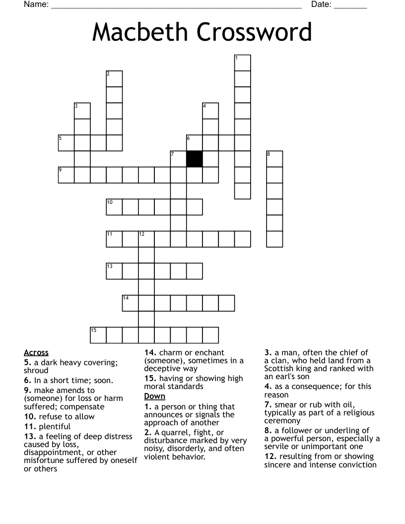 Macbeth Crossword