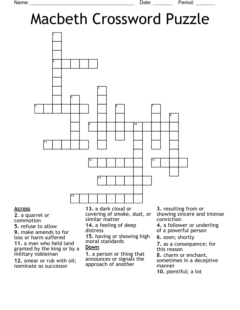 Macbeth Crossword Puzzle