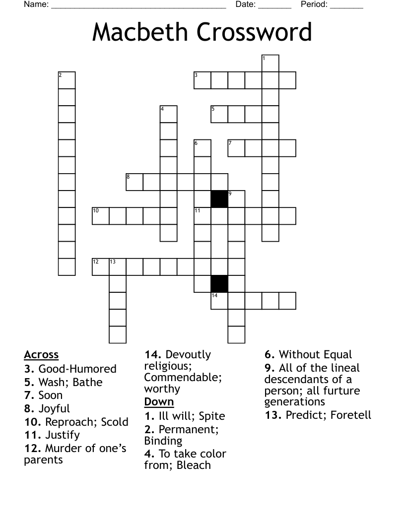 Macbeth Crossword 