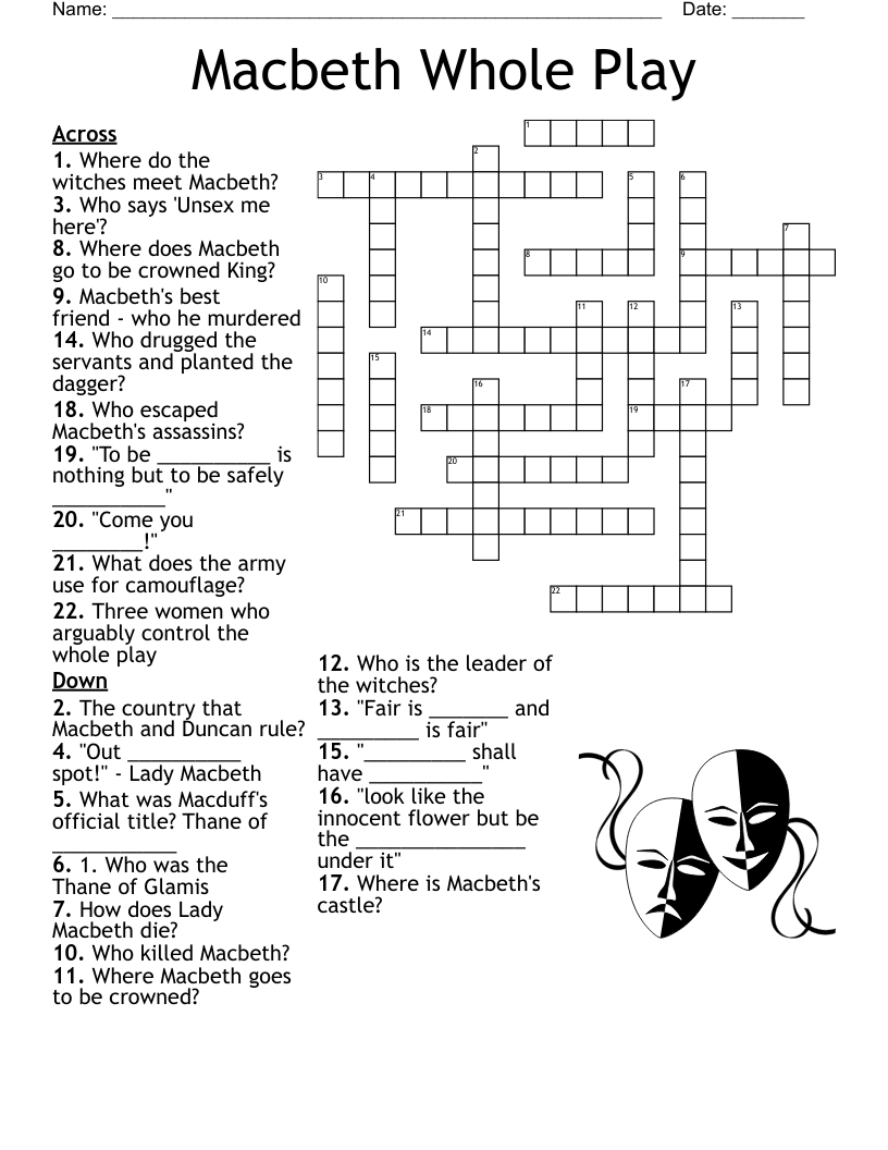 Macbeth Whole Play Crossword