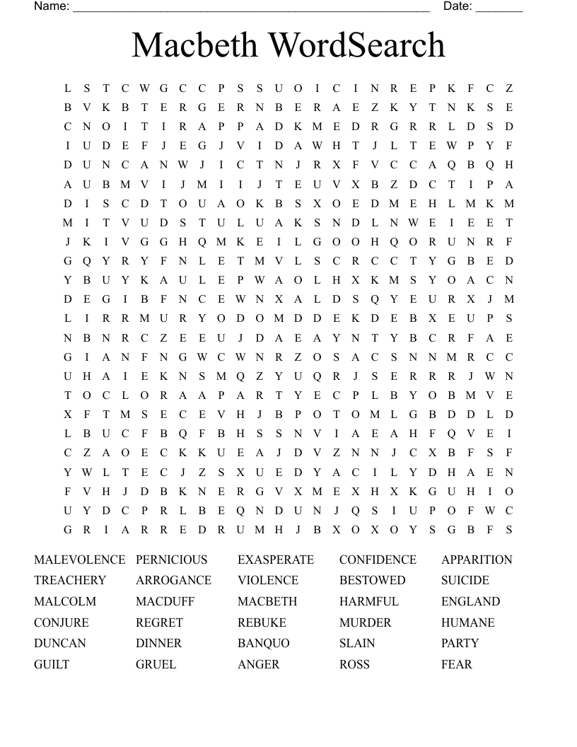 Macbeth WordSearch