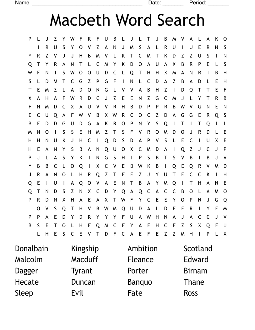 Macbeth Word Search