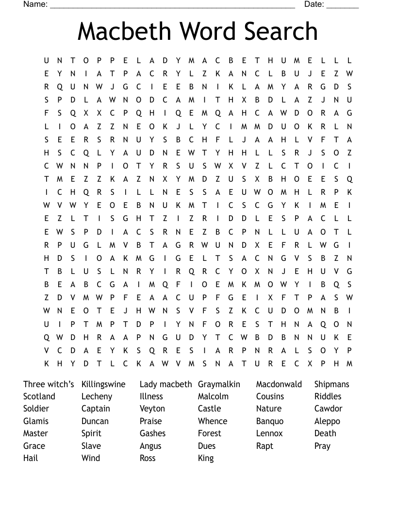 Macbeth Word Search