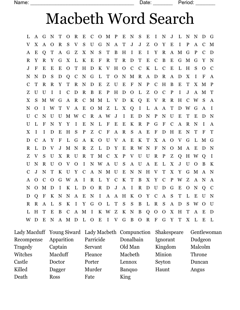 Macbeth Word Search